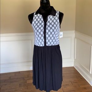Kenzie Black & White Patterned Collar Dress NWT
